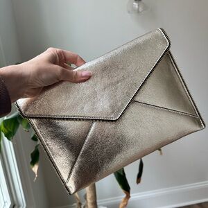 Rebecca Minkoff Envelope Gold Clutch Bag